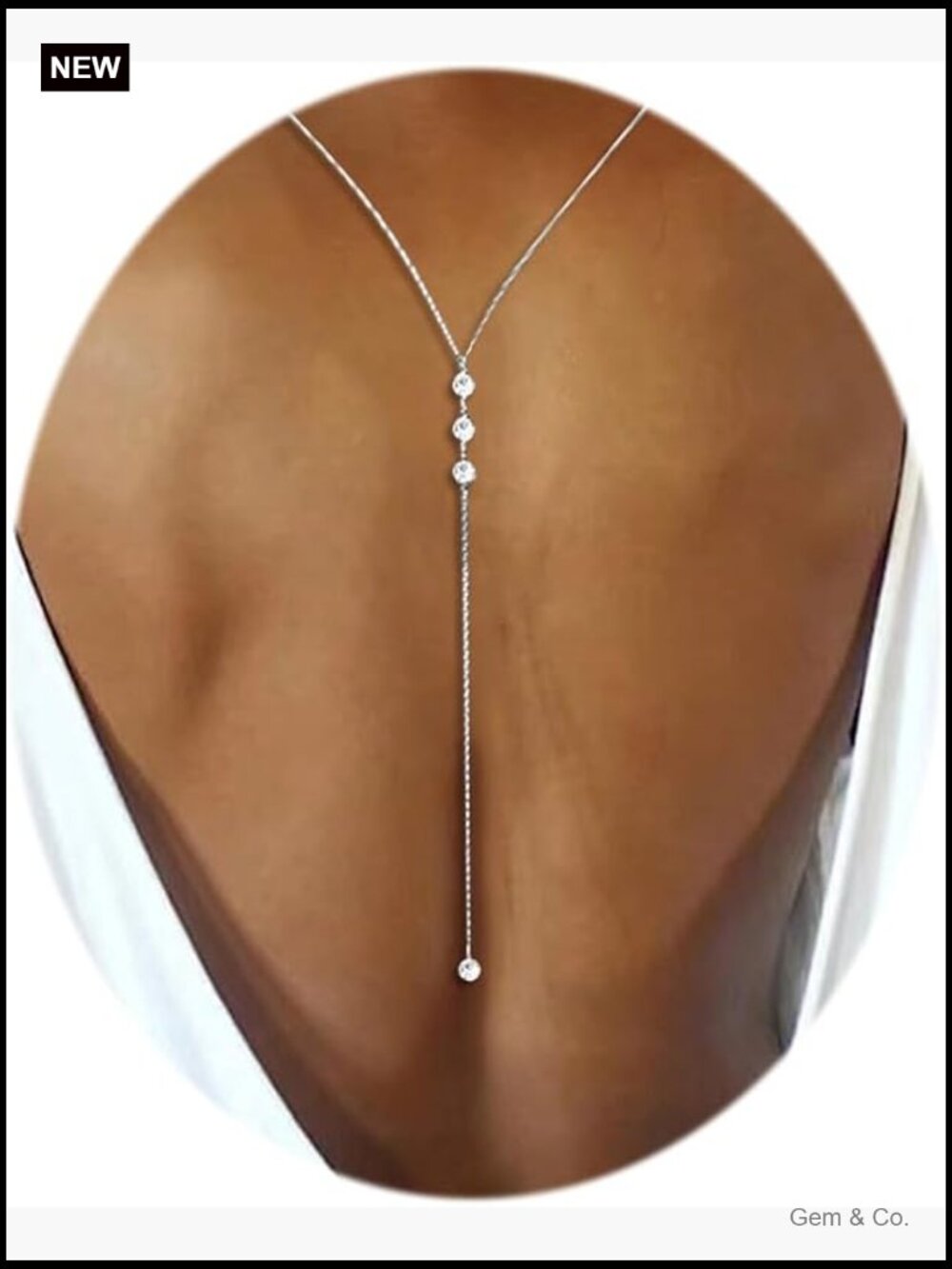 Rhinestone Back Chain Necklace Bridal Wedding Body Jewelry Summer Shoulder Chain